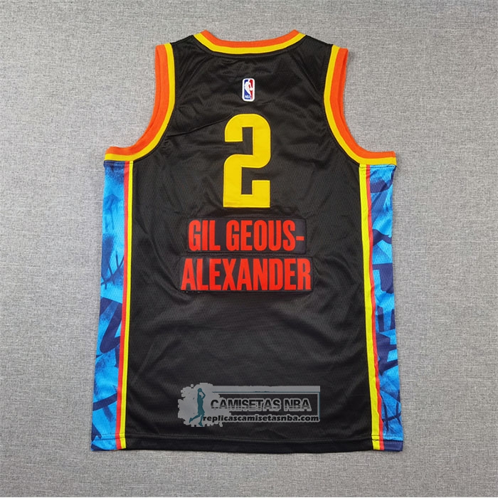 Camiseta Nino Oklahoma City Thunder Shai Gilgeous-Alexander NO 2 Ciudad 2024-25 Negro